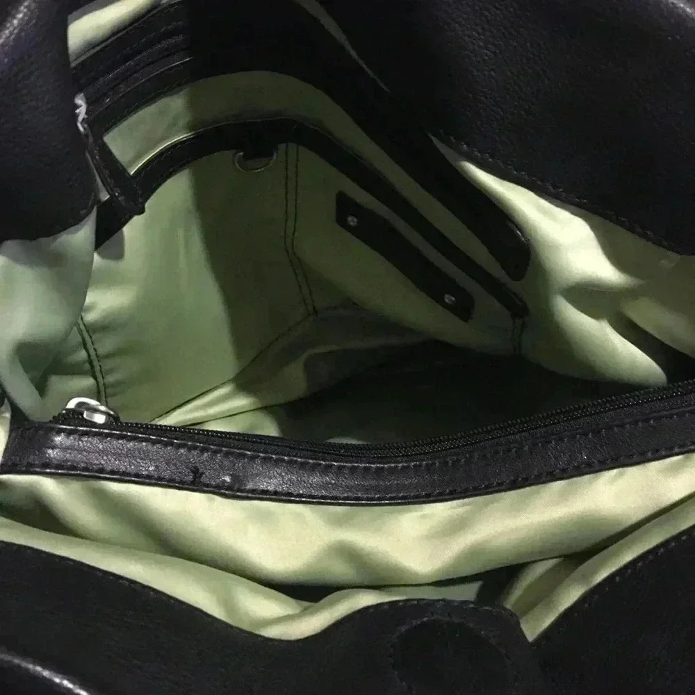 B. Makowsky Black leather satchel handbag
